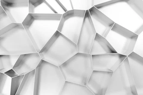 Abstract white 3d voronoi grate on white background Ilustración de archivo