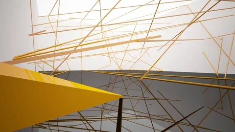 Abstract white and black interior of the future, with glossy yellow lines. 動画素材 83389444