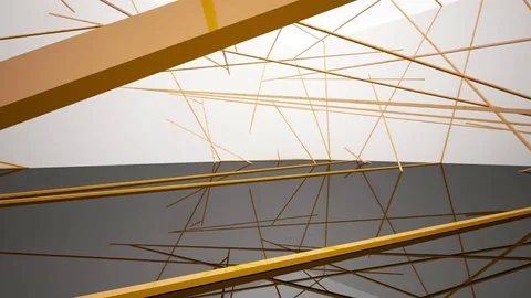 Abstract white and black interior of the future, with glossy yellow lines. 動画素材 83389459