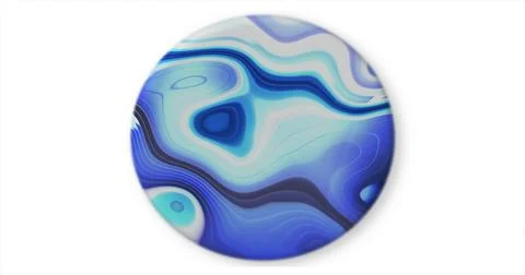 Abstract white and blue round iridescent epoxy acrylic liquid painting with.. Illustrazione stock