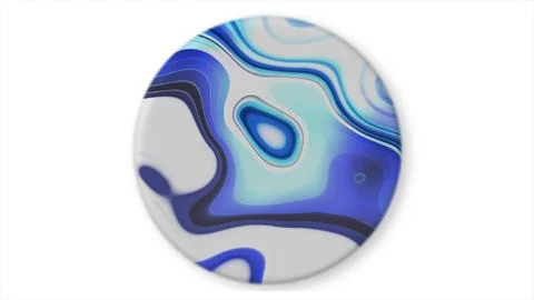 Abstract white and blue round iridescent epoxy acrylic liquid painting with.. Stock Illustration
