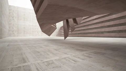 Abstract white and brown concrete interior multilevel public space with window. 動画素材 84142064