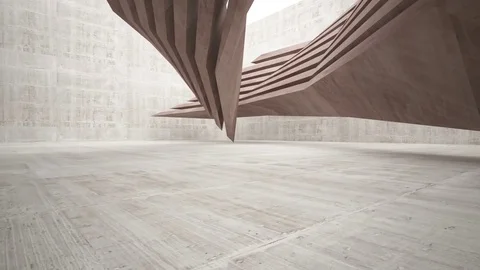 Abstract white and brown concrete interior multilevel public space with window. Vídeo Stock 84142072