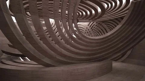 Abstract white and brown concrete interior multilevel public space with window. Stock-Footage 85210197
