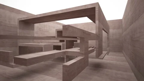 Abstract white and brown concrete interior multilevel public space with window.  库存影片 86432441