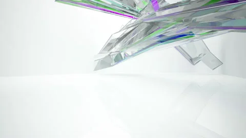 Abstract white and colored gradient glasses interior  with window.  Stock Footage 90949998