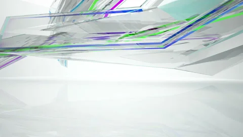 Abstract white and colored gradient glasses interior  with window.  Stock Footage 90950033