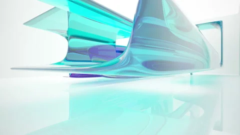 Abstract white and colored gradient glasses interior  with window. Stock Footage 93348593