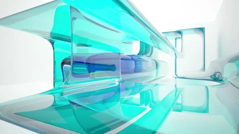 Abstract white and colored gradient glasses interior  with window. Stock Footage 93349164