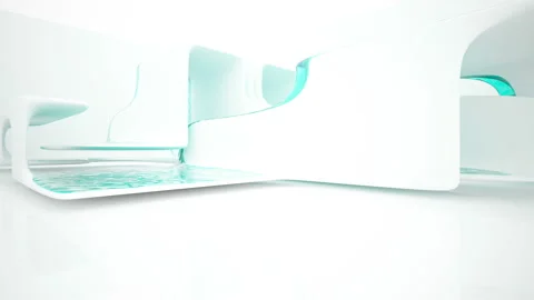 Abstract white and colored gradient glasses interior  with window. Stock Footage 93353318