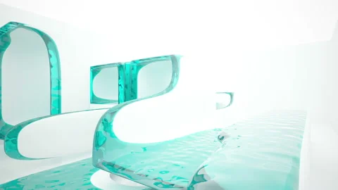 Abstract white and colored gradient glasses interior  with window. Stock Footage 93354308