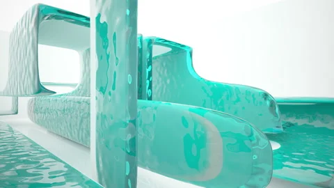 Abstract white and colored gradient glasses interior  with window. Stock Footage 93354372