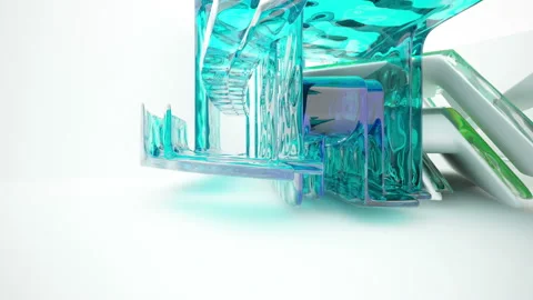 Abstract white and colored gradient glasses interior  with window. Stock Footage 93970924