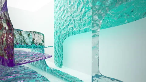 Abstract white and colored gradient glasses interior  with window.  Stock Footage 100606334