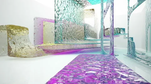 Abstract white and colored gradient glasses interior  with window.  Stock Footage 100607531