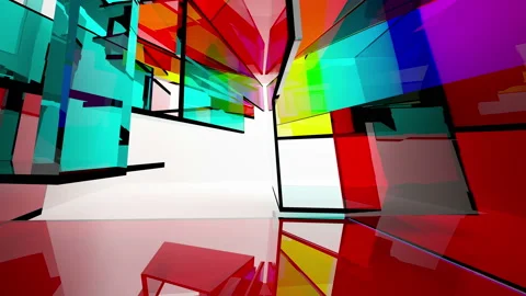 Abstract white and colored gradient glasses interior Stock Footage 100686278