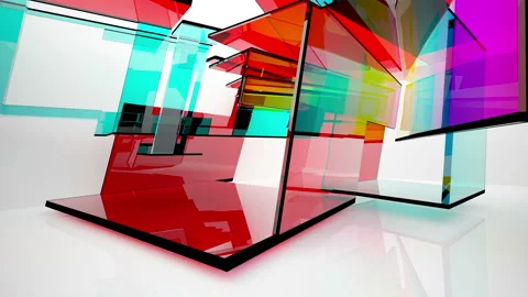 Abstract white and colored gradient glasses interior Stock Footage 100688028