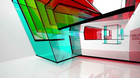 Abstract white and colored gradient glasses interior Stock Footage 100691093