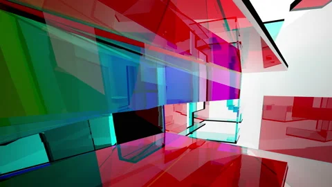 Abstract white and colored gradient glasses interior Stock Footage 100692013