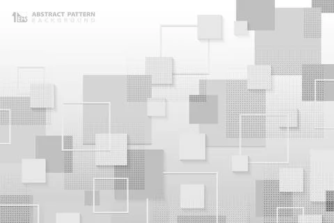 Abstract white and gray square tech pattern design of technology Stock Illustration