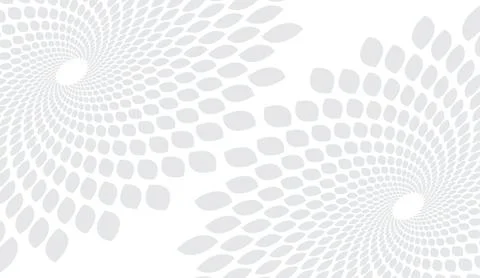 Abstract white and grey background with dynamic geometric spiral patterns and Stock Illustration