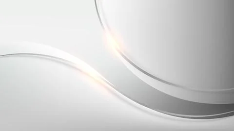 Abstract white and silver background with smooth flowing metallic curves an.. Stock Illustration