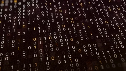 Abstract white and yellow binary code on black background, seamless loop Stock Footage 145100530