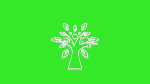 Abstract white animated tree with green leaves growing on chroma key backgr.. Stock Footage 341228976