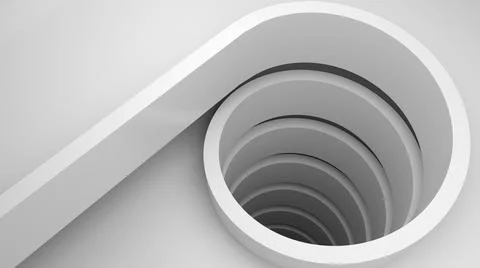 Abstract white architectural background, 3d spiral Ilustración de archivo