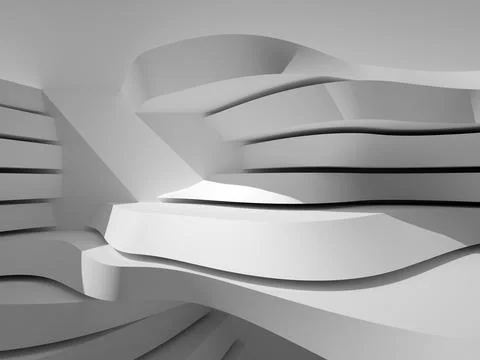 Abstract white architectural digital background, 3d render Stock Illustration