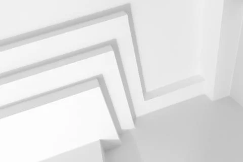 Abstract white architecture background with geometric decoration elements Stock Photos