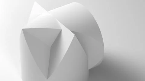 Abstract white artwork created from geometric shapes. This modern minimalis.. Stock Illustration