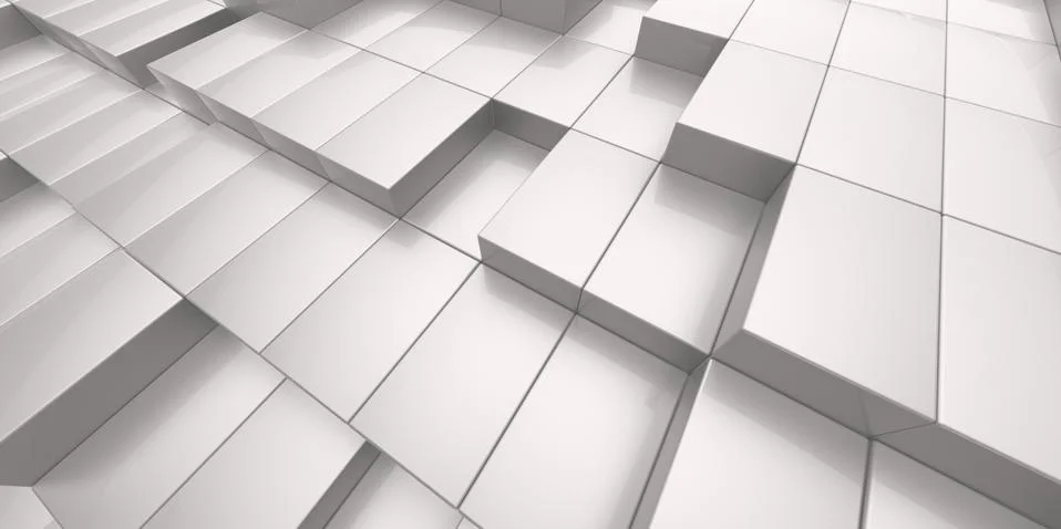 Abstract white background of 3d blocks Stock Illustration