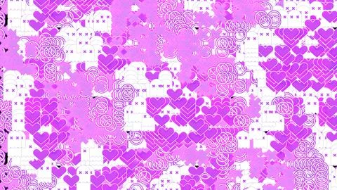 Abstract white background with chaotically blinking pink small hearts. Design Stock Illustration