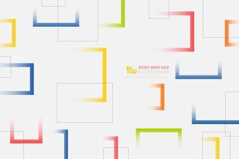 Abstract white background with colorful square line geometric pattern design. Illustrazione stock