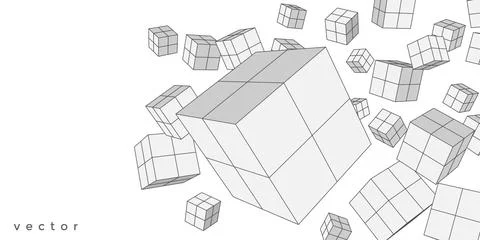 Abstract white background from cubes and lines. Stock Illustration