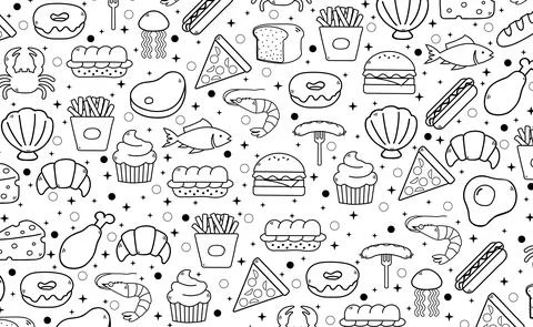 Abstract white background with elements of useful food - Vector Stockillustratie