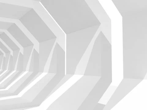 Abstract white background, empty tunnel interior Stock Illustration