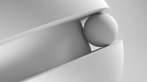 Abstract white background. Geometric installation, 3d render Stockillustratie