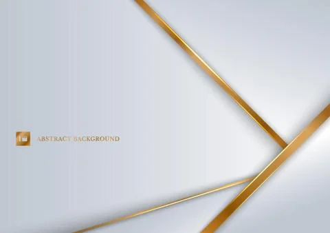 Abstract white background geometric overlapping layer with golden line luxury Stock Illustration