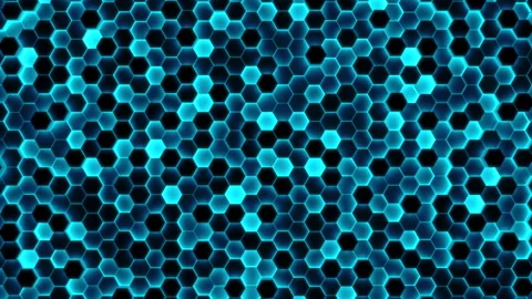 Abstract white background of moving hexagons. Monochrome futuristic pattern in Stock Footage 145647125