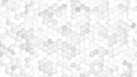 Abstract white background of moving hexagons. Monochrome futuristic pattern in Stock Footage 149141724