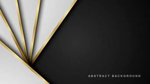 Abstract white background overlapping in luxury style with gold lines, 3d p.. Stock Illustration