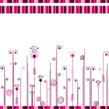 Abstract white background with pink lines and curls Stock-Illustration