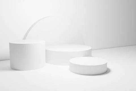 Abstract white background for product presentation with white round podium. Illustrazione stock