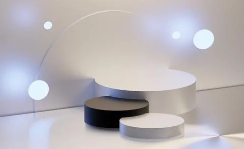 Abstract white background for product presentation with white round podium. Illustrazione stock