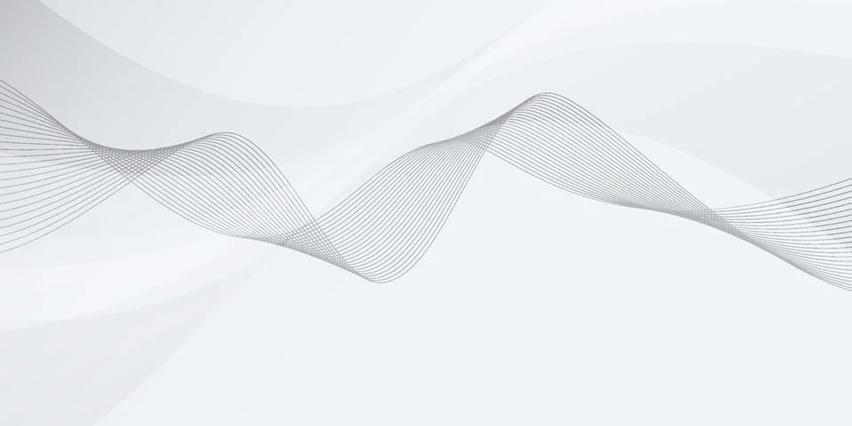 Abstract white background with smooth gray waves and modern line art for Stock Illustration