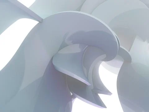 Abstract white background with smooth lines. 3D Stock Illustration