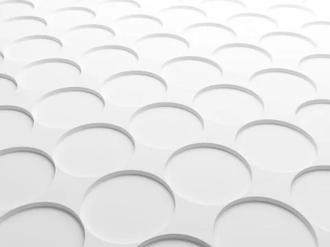 Abstract white background texture with round elements pattern. 3d illustratio Illustrazione stock
