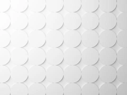Abstract white background texture with round elements pattern. 3d render illu Stock Illustration